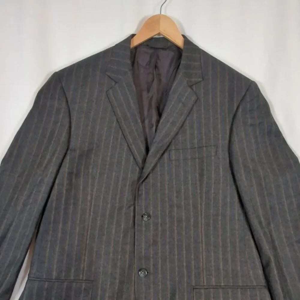 Ermenegildo Zegna Suzzara Wool Blazer Mens 44‎ Long Charcoal Striped Sport USA - Picture 5 of 14